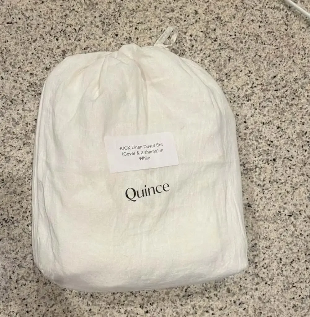Quince King/California King Linen Duvet Set (Cover & 2 Shams) in White